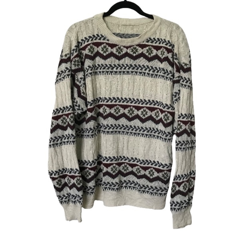 Vintage Striped Nordic Oversized Grandpa Knit Grandpa Sweater